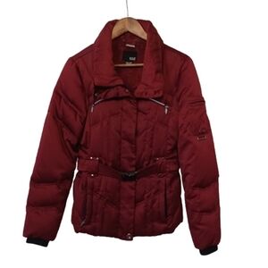 A New Approach Red Down Feather Belted Puffer Winter Coat Size Women's Small